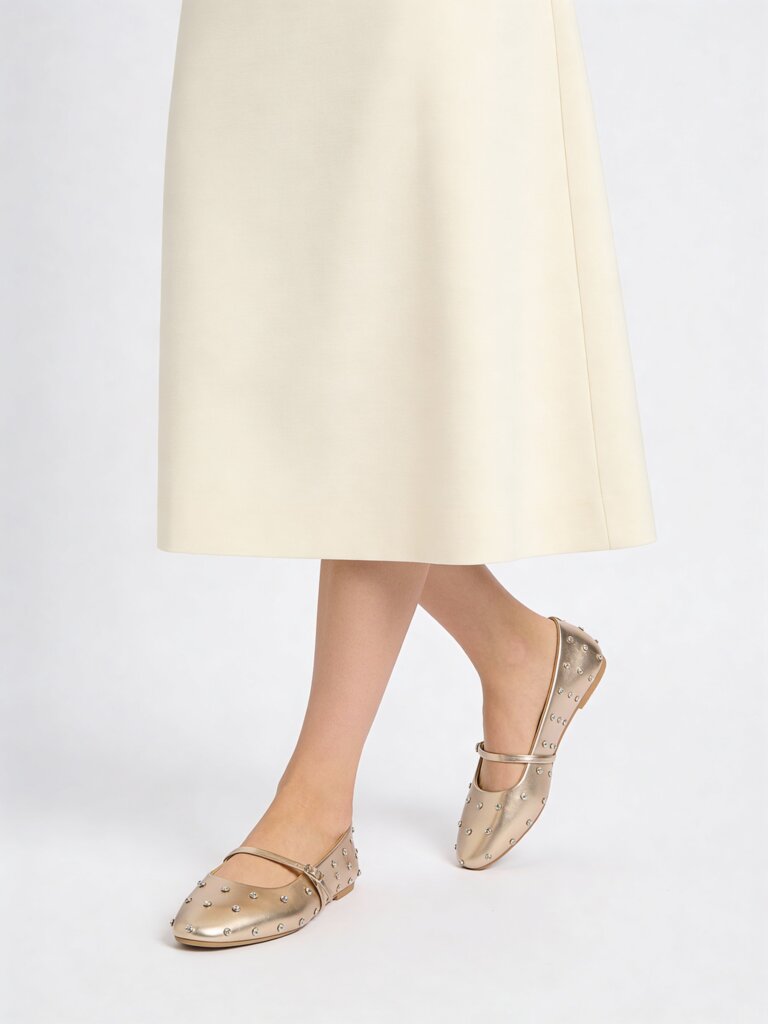 LUNA BLU Gold Mary Jane Shoes