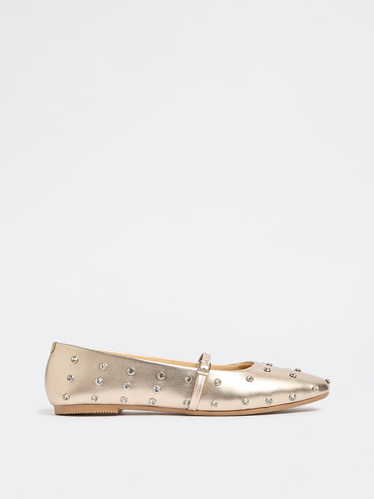 LUNA BLU Gold Mary Jane Shoes