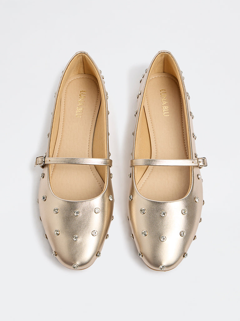 LUNA BLU Gold Mary Jane Shoes