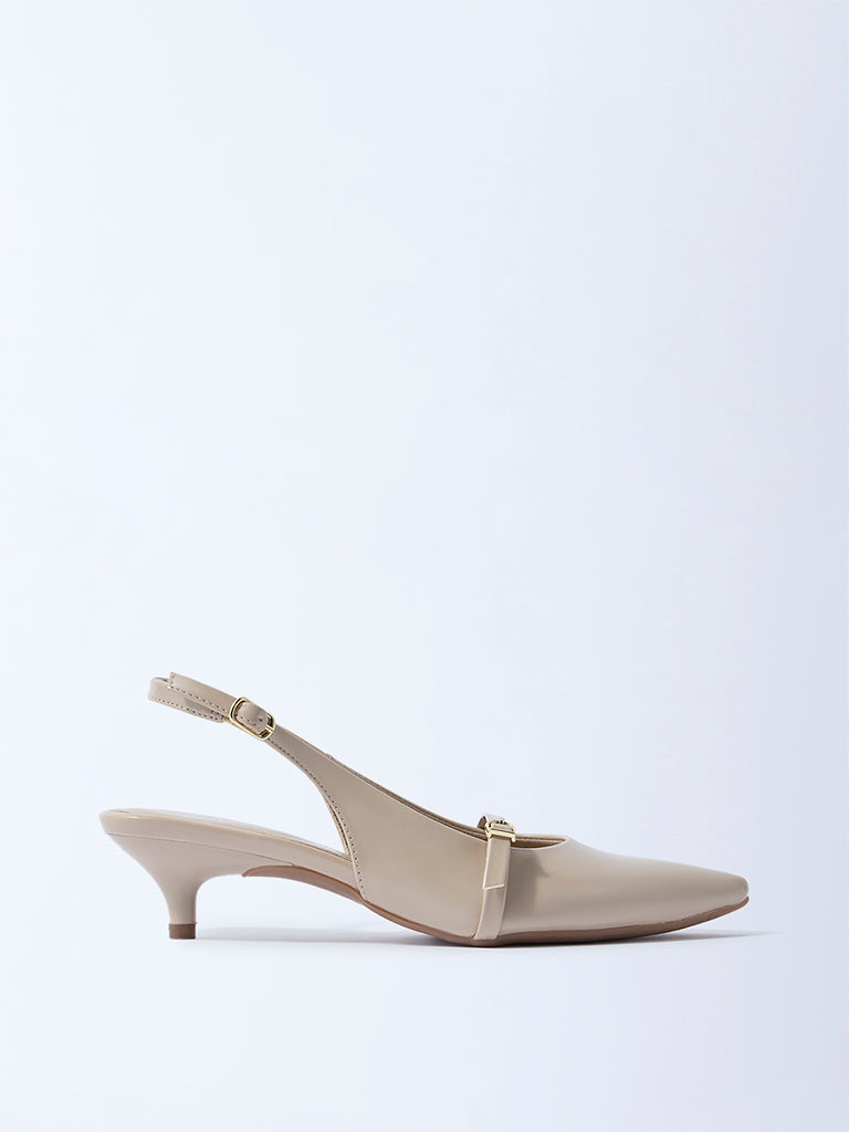 LUNA BLU Taupe Slingback Heel Mules