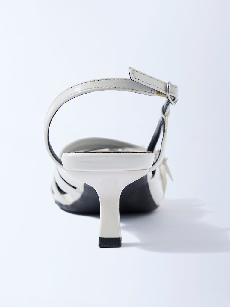 LUNA BLU White Multi-Strap Slingback Heel Mules
