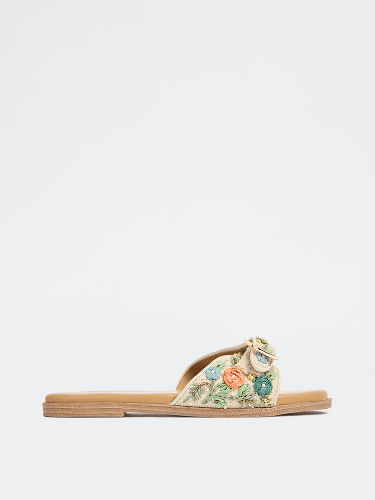 LUNA BLU Multicolour Floral Embellished Slides