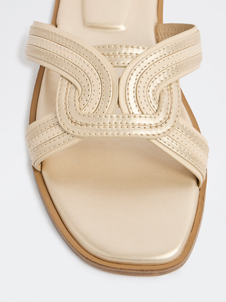 LUNA BLU Ivory Interwoven Slides