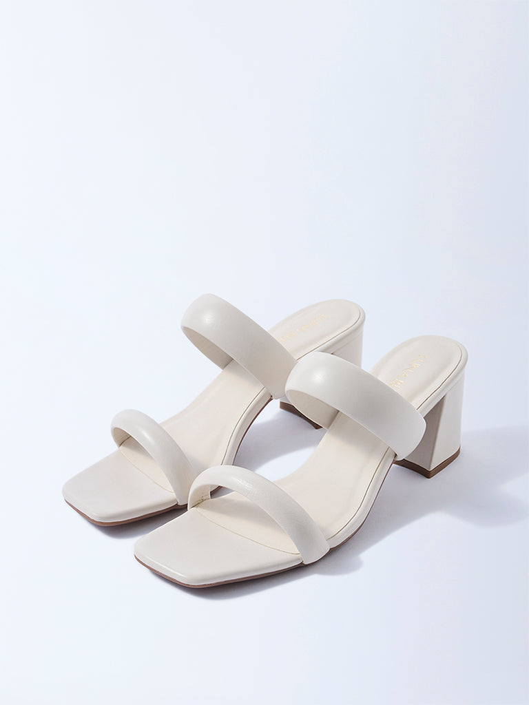 LUNA BLU Ivory Dual-Strap Heel Sandals