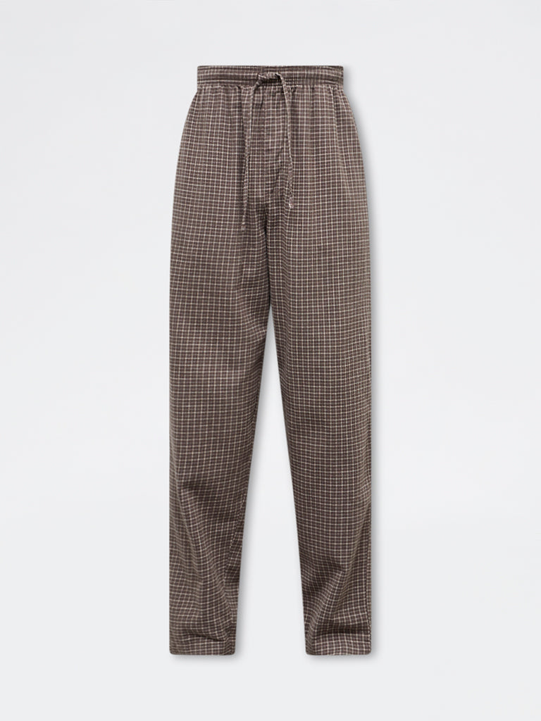 WES Lounge Brown Relaxed-Fit Mid-Rise Cotton Pyjamas