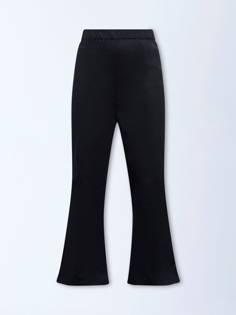 Diza Black Pipeline-Detailed Cotton-Blend Pants