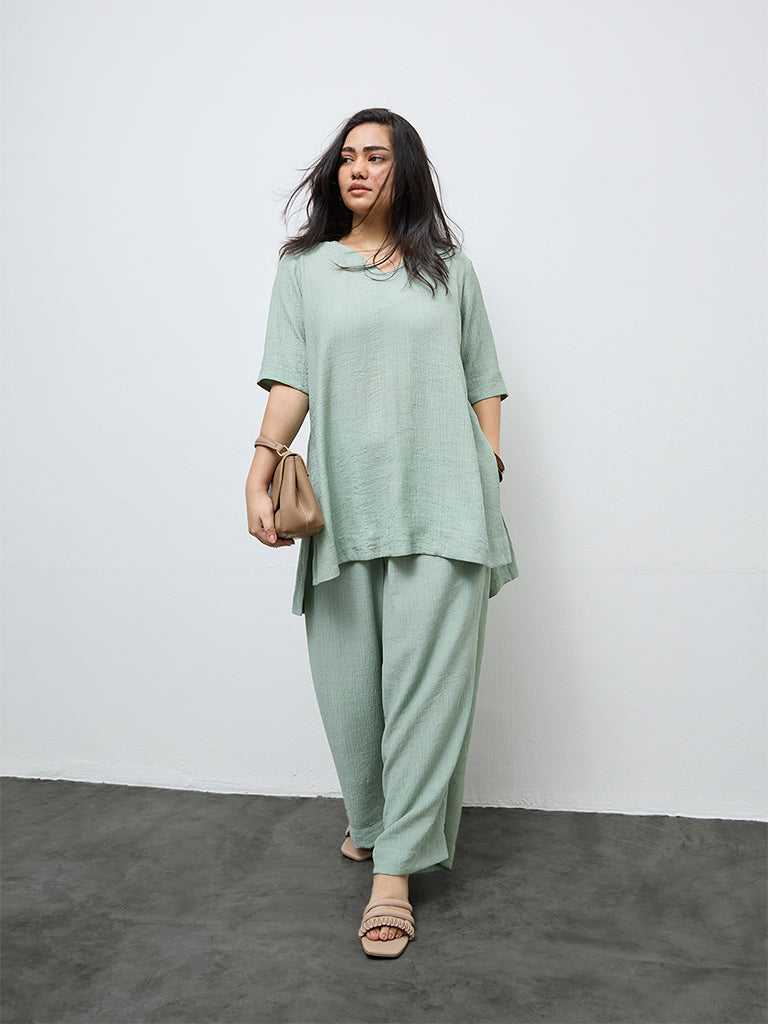 Diza Mint Textured High-Low Tunic
