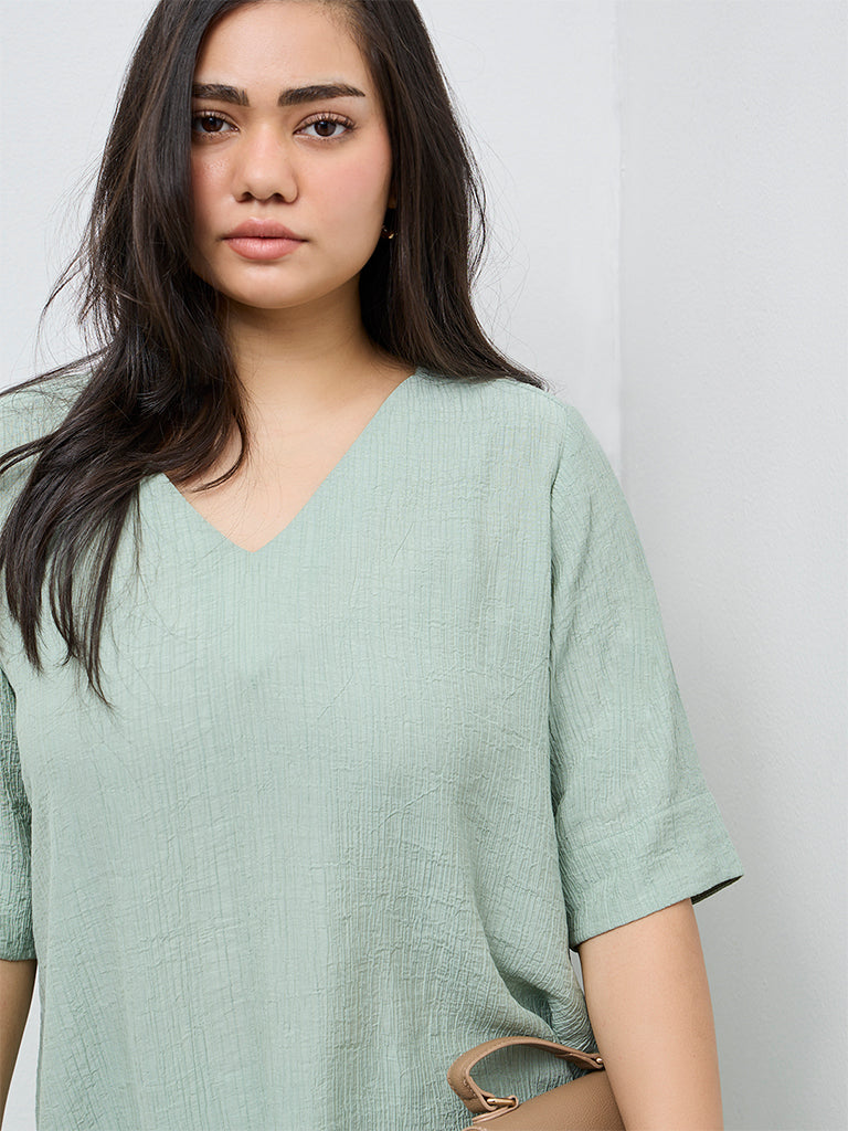 Diza Mint Textured High-Low Tunic