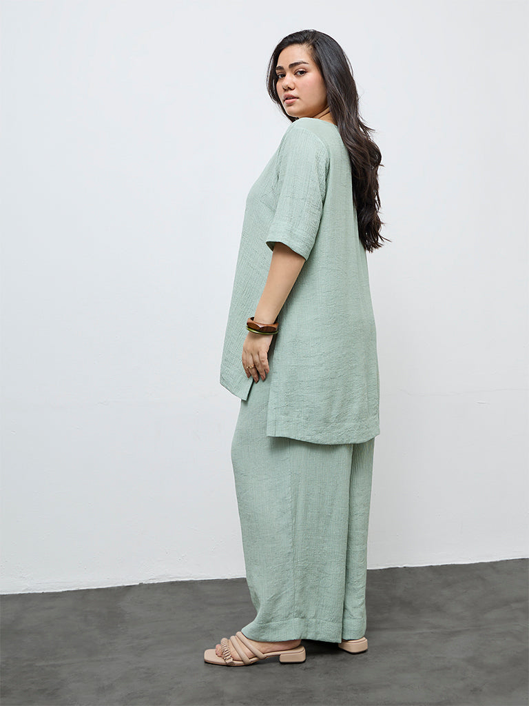 Diza Mint Textured High-Low Tunic