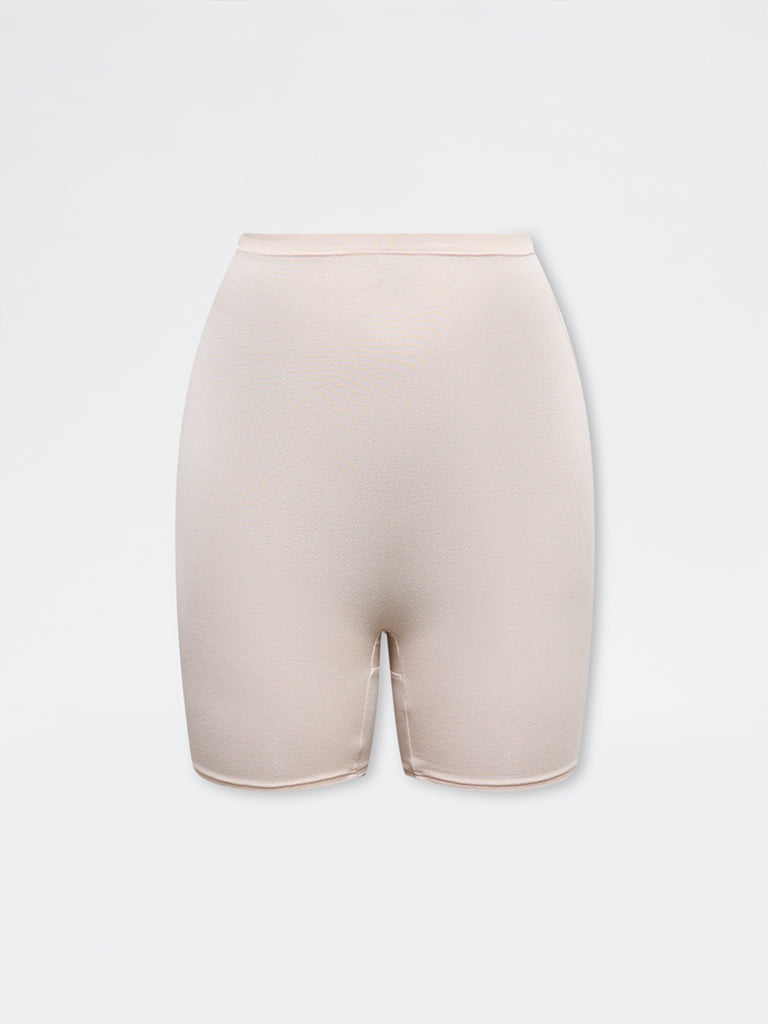 Wunderlove Beige Cotton-Blend High-Rise Cycling Shorts