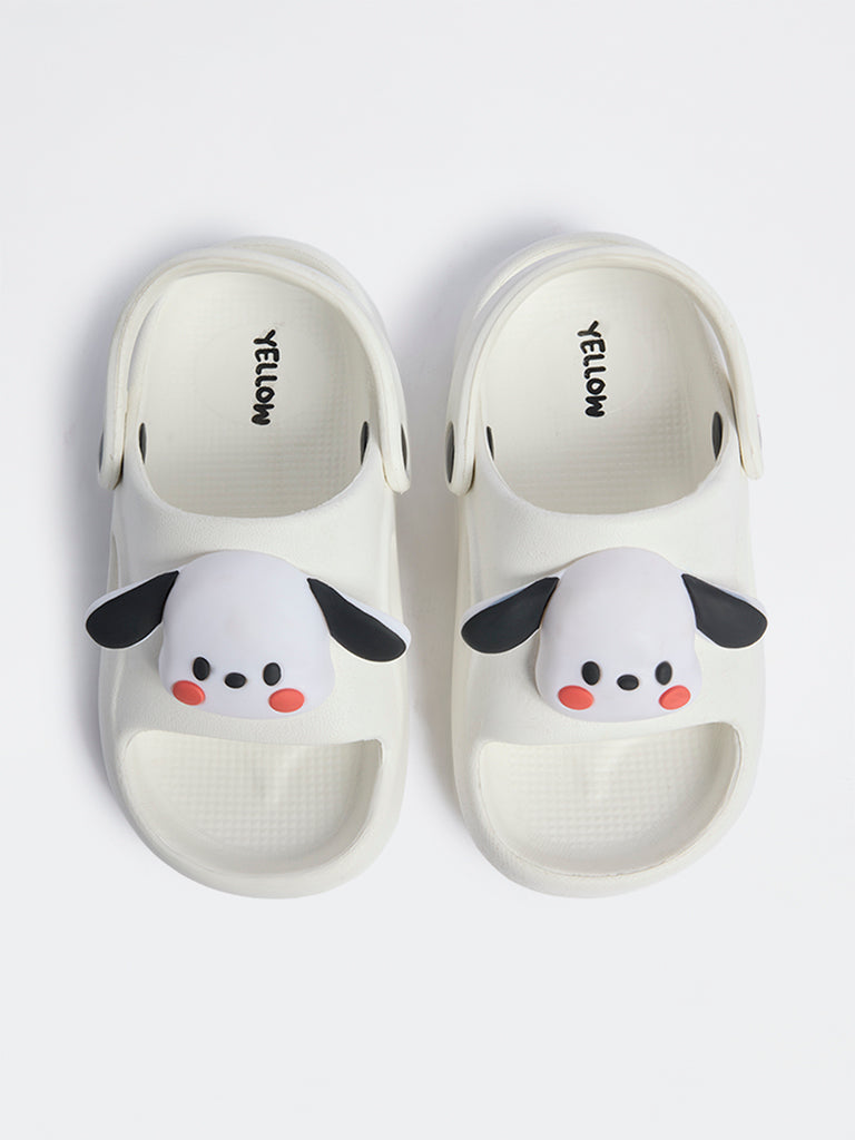 Yellow White Dog-Applique Clogs