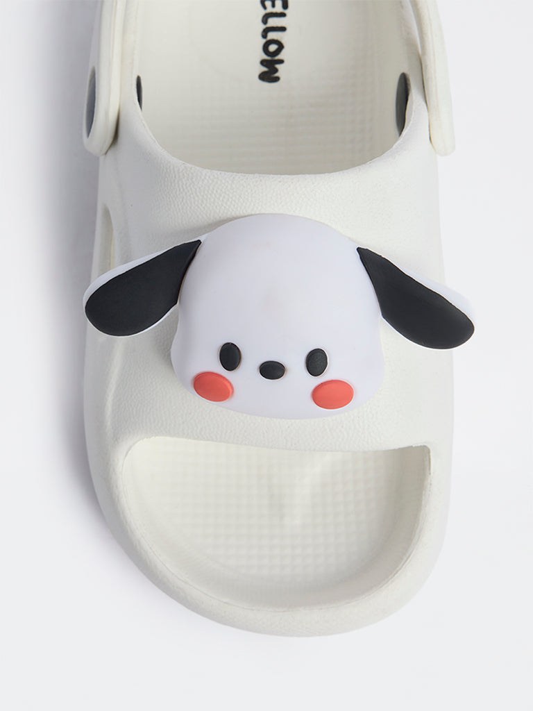 Yellow White Dog-Applique Clogs