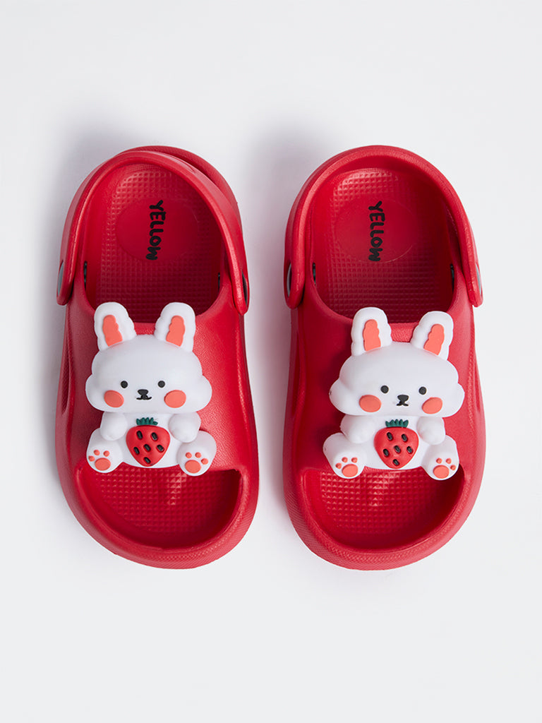 Yellow Red Bunny-Applique Clogs