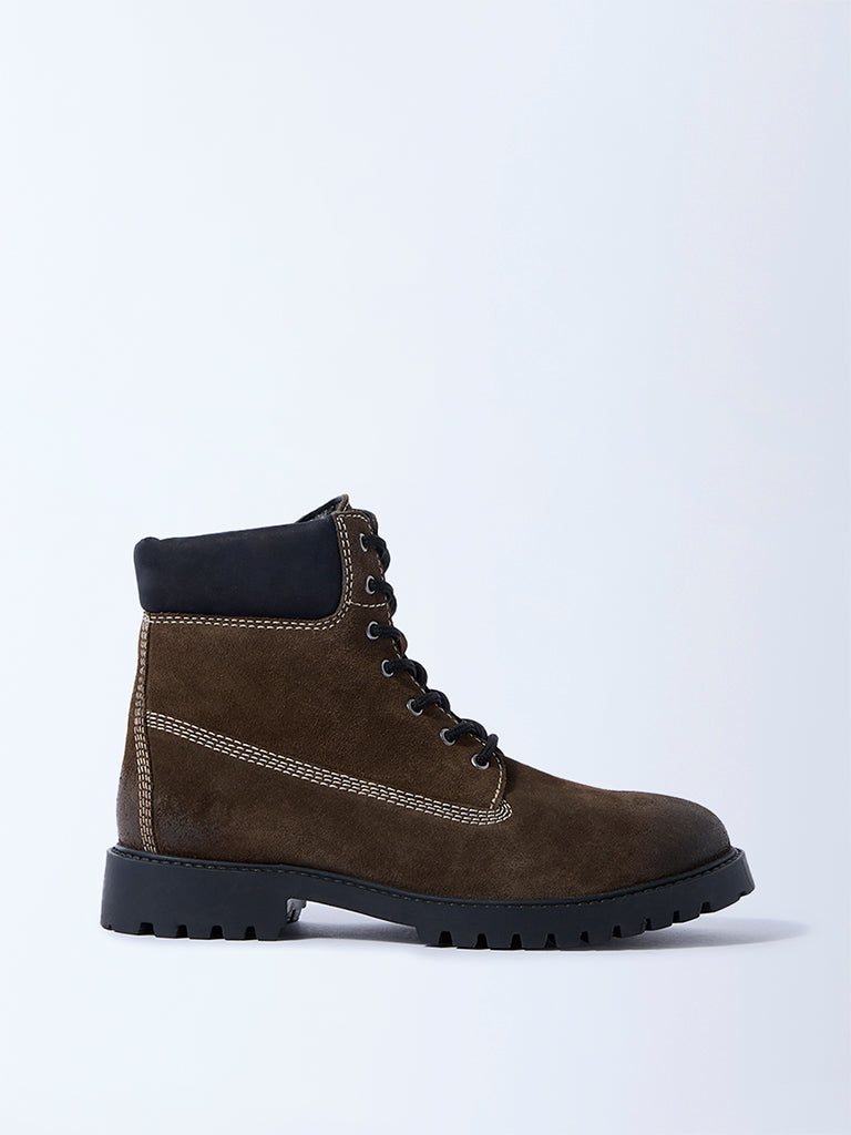 SOLEPLAY Olive Suede Rowan Leather Boots
