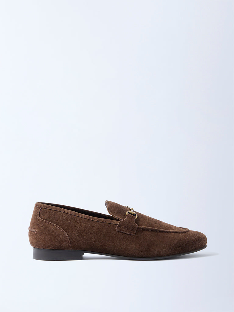 SOLEPLAY Brown Buckle-Detailed Suede Loafers