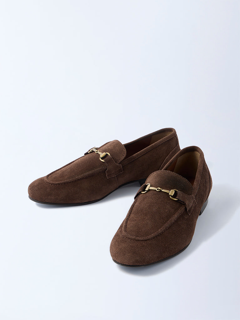 SOLEPLAY Brown Buckle-Detailed Suede Loafers