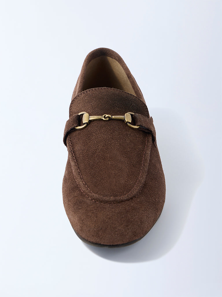 SOLEPLAY Brown Buckle-Detailed Suede Loafers