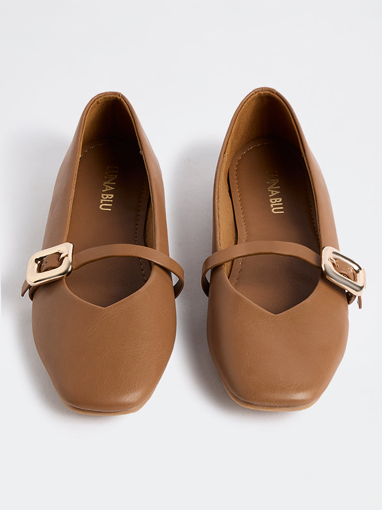 LUNA BLU Tan Mary Jane Shoes