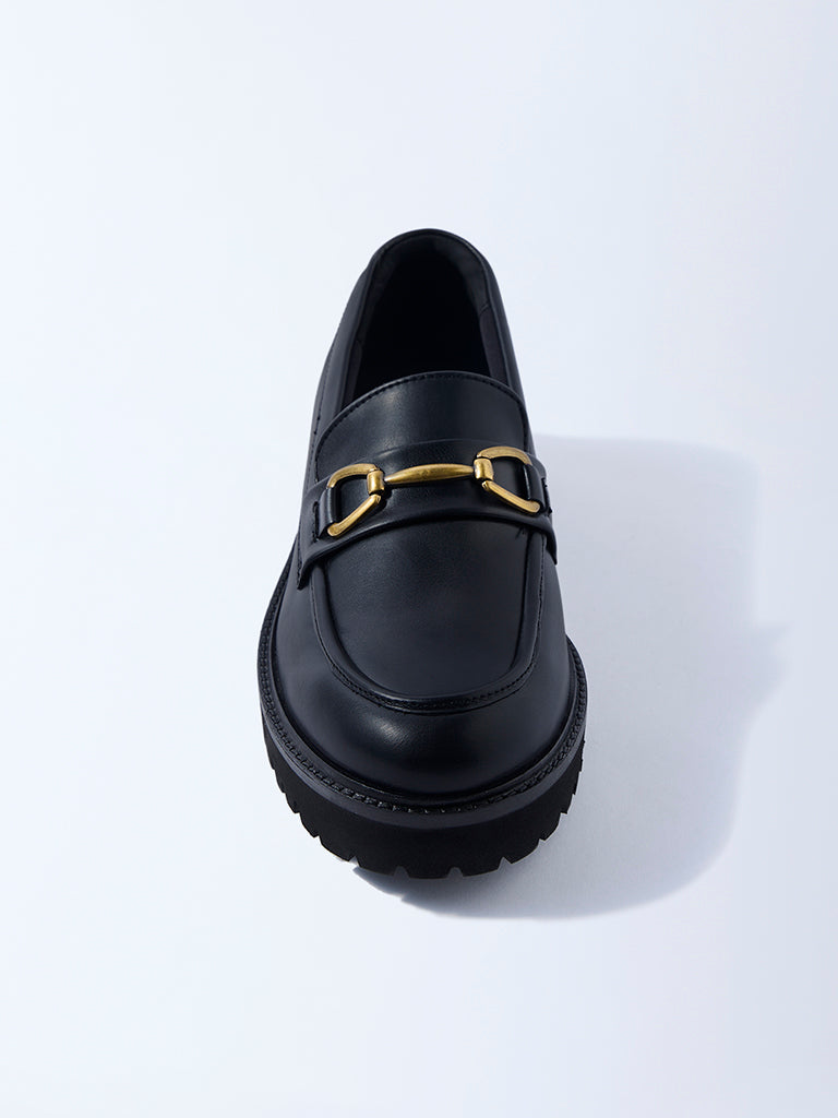 LUNA BLU Black Metal-Detailed Chunky Loafers
