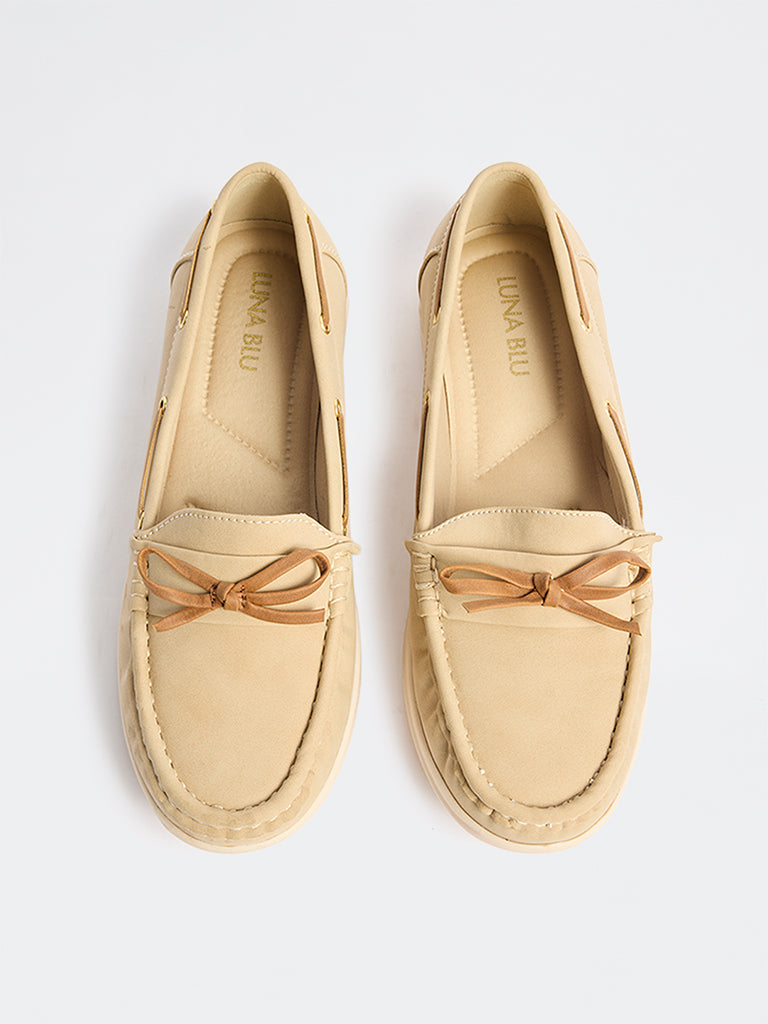 LUNA BLU Ivory Bow-Detailed Loafers