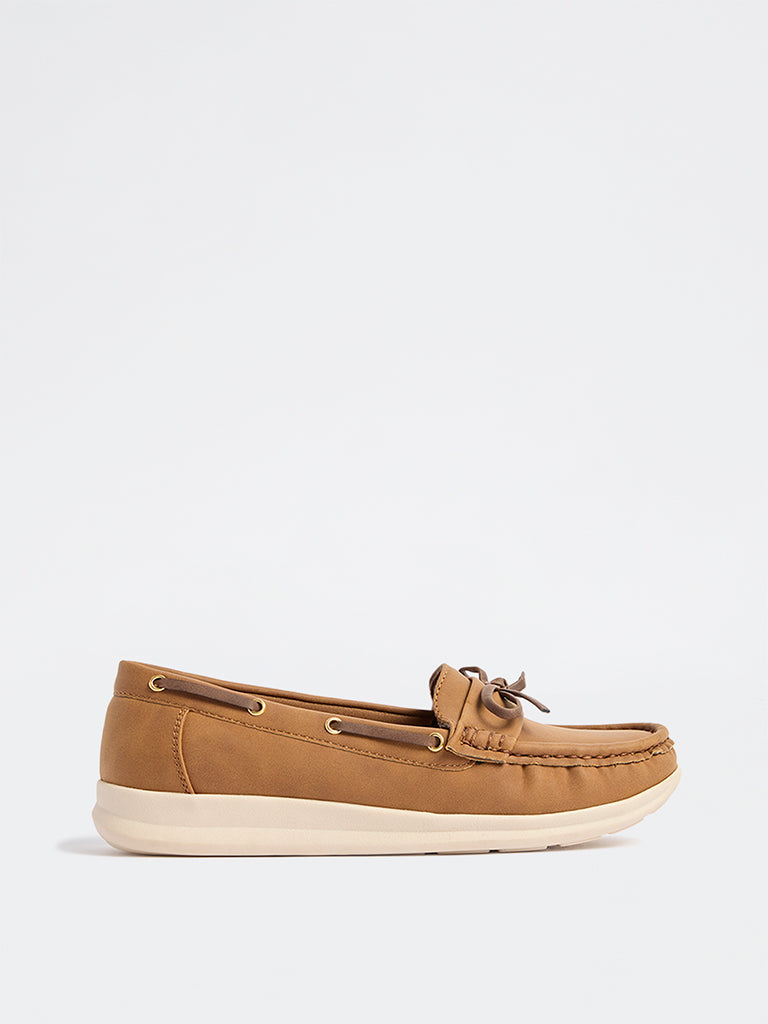 LUNA BLU Brown Bow Detailed Suede Loafers