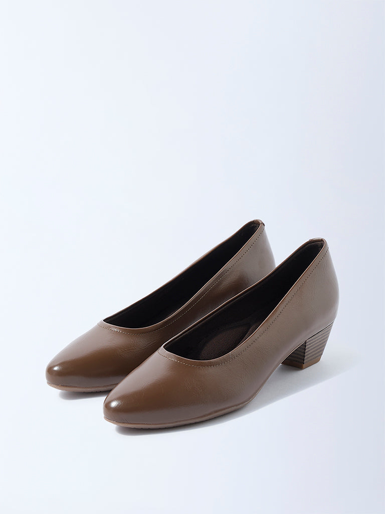 LUNA BLU Dark Brown Solid Pump Shoes