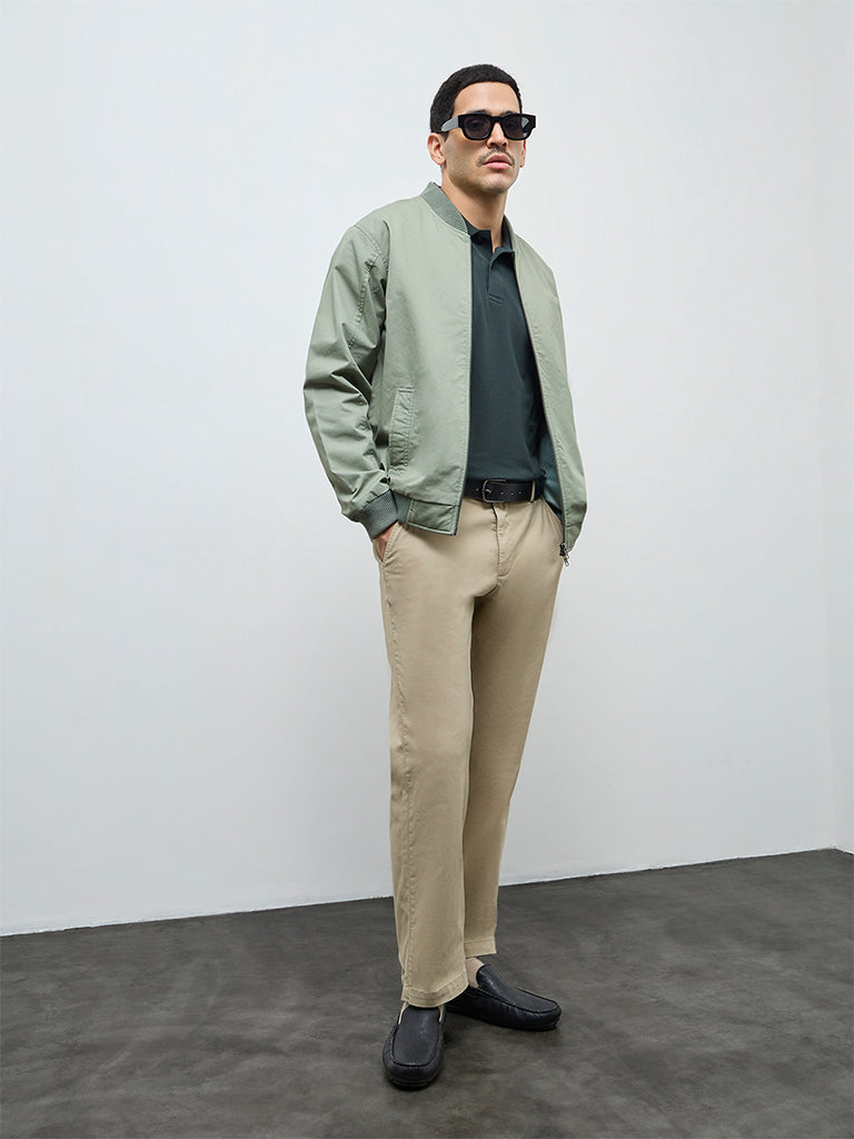 WES Casuals Sage Solid Relaxed-Fit Cotton Jacket