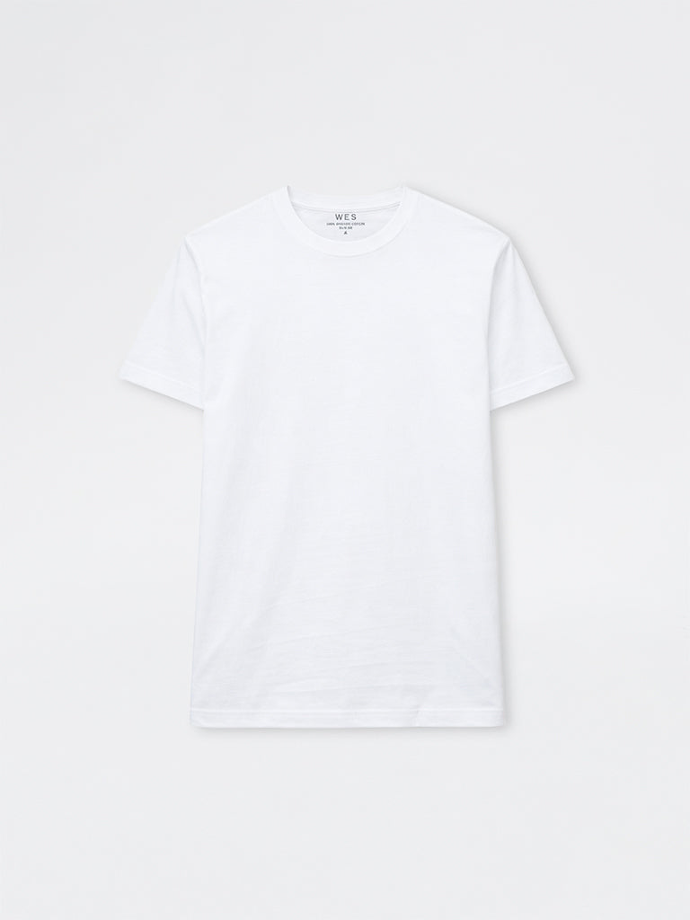 WES Casuals White Solid Slim-Fit Cotton T-Shirt