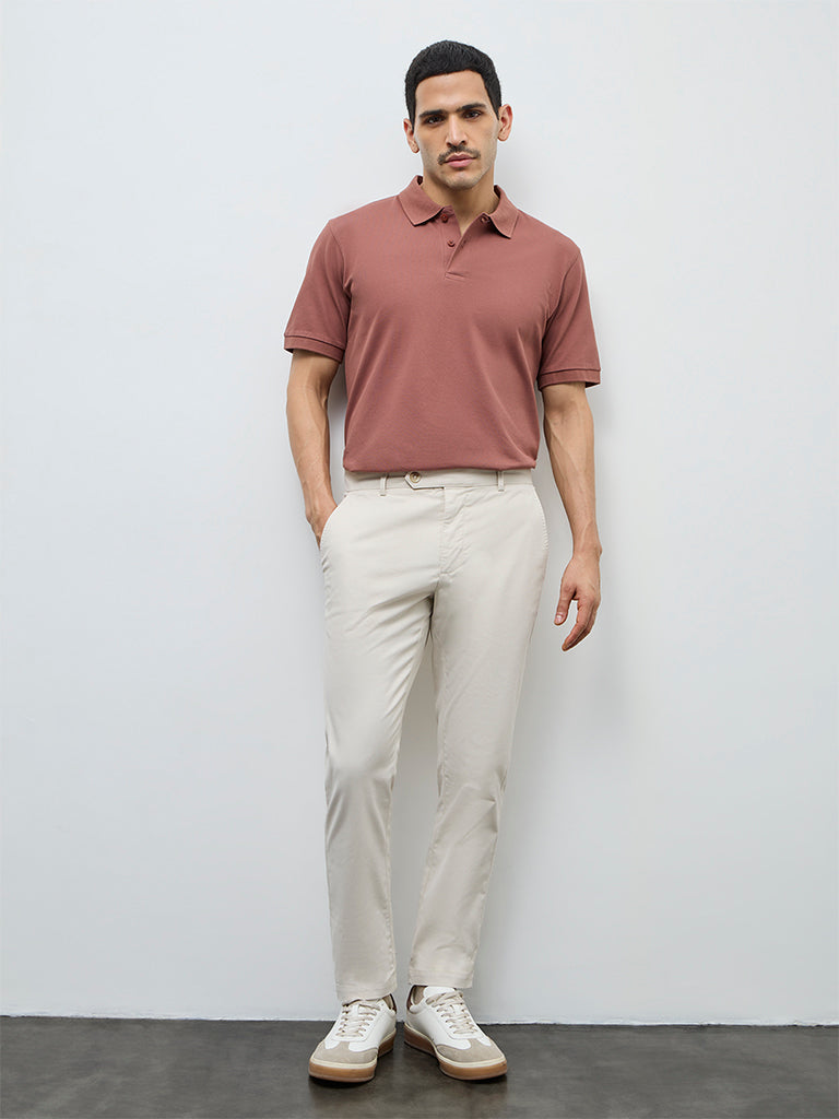 WES Casuals Light Rust Relaxed-Fit Cotton-Blend Polo T-Shirt