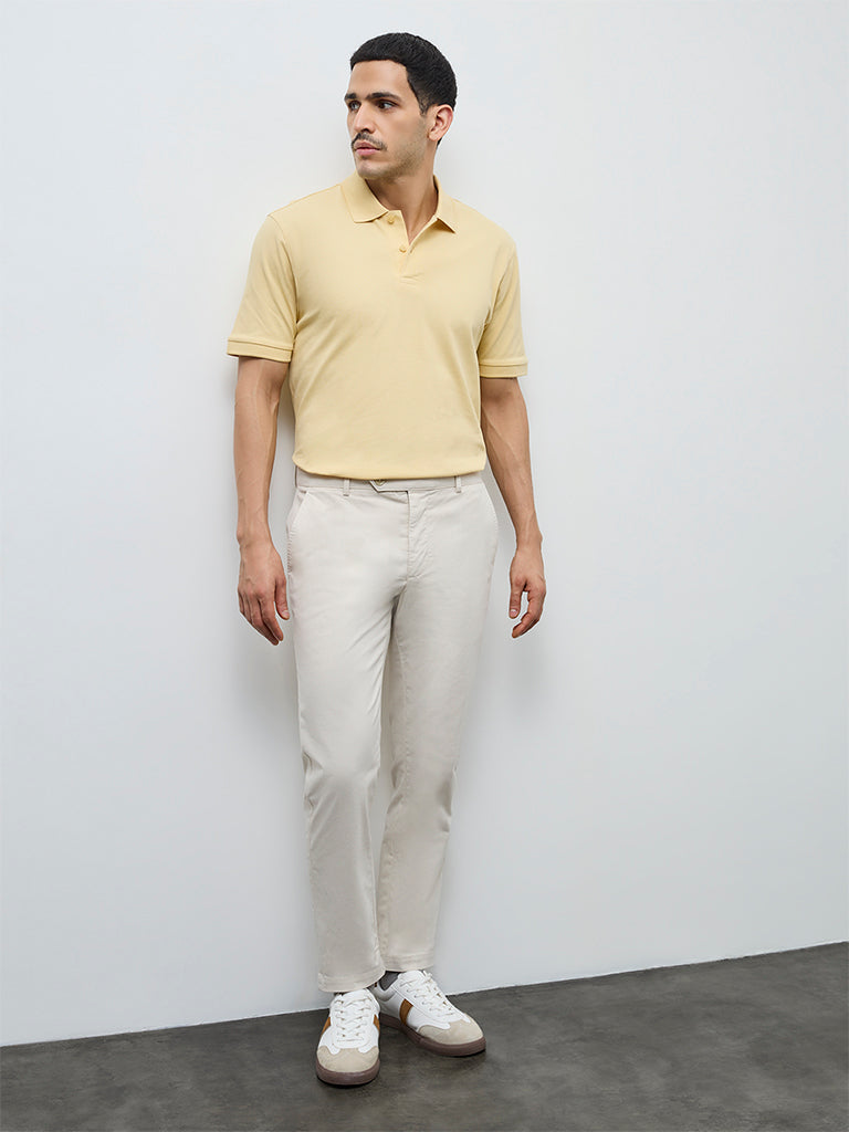 WES Casuals Yellow Relaxed-Fit Cotton-Blend Polo T-Shirt