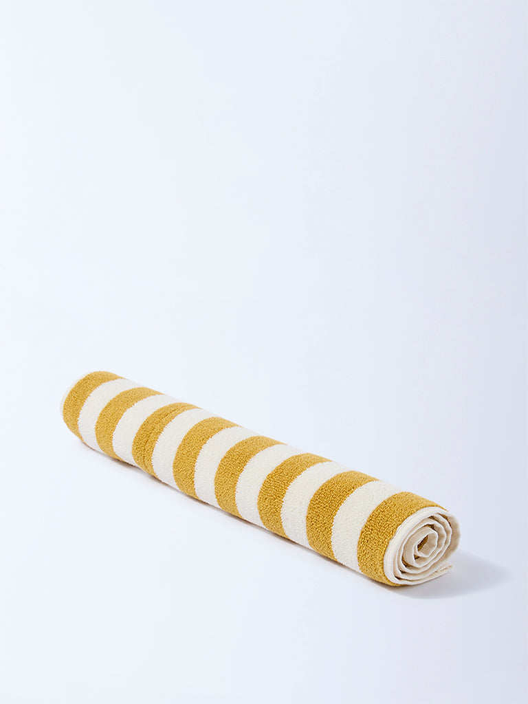 Westside Home Yellow Stripe Pattern Hand Towel