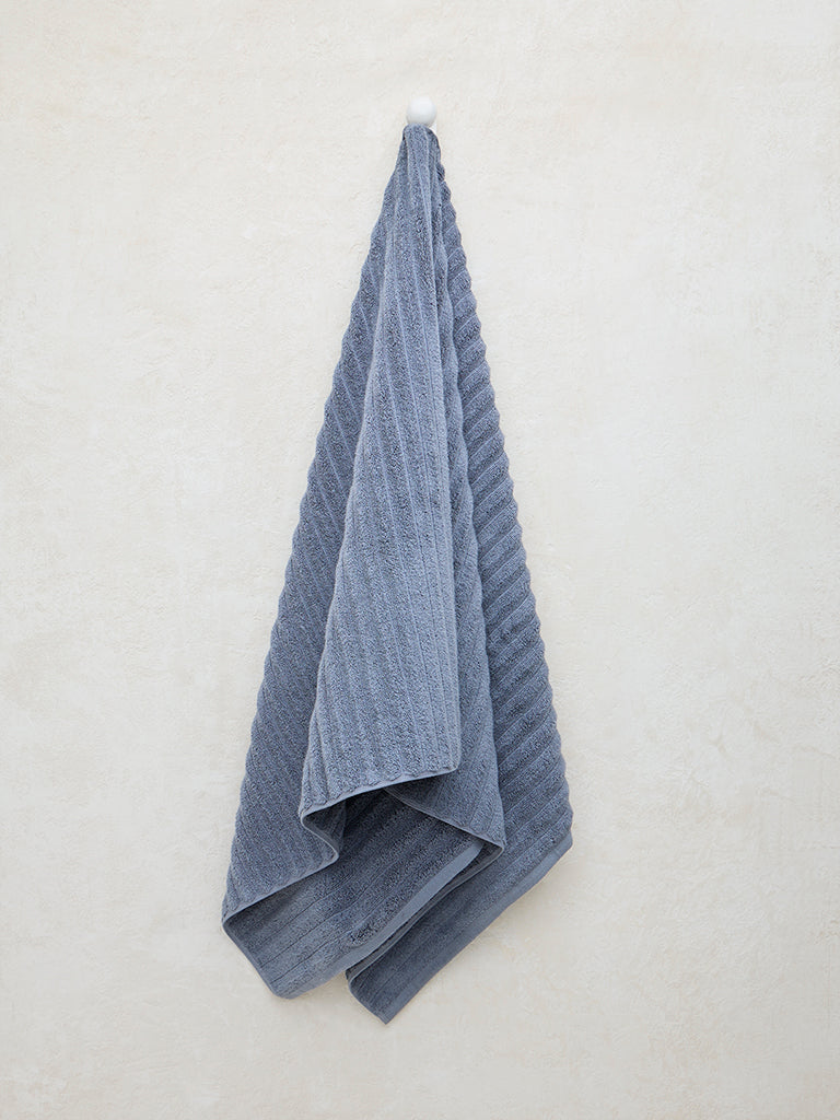 Westside Home Dark Blue Self-Striped Bath Towel