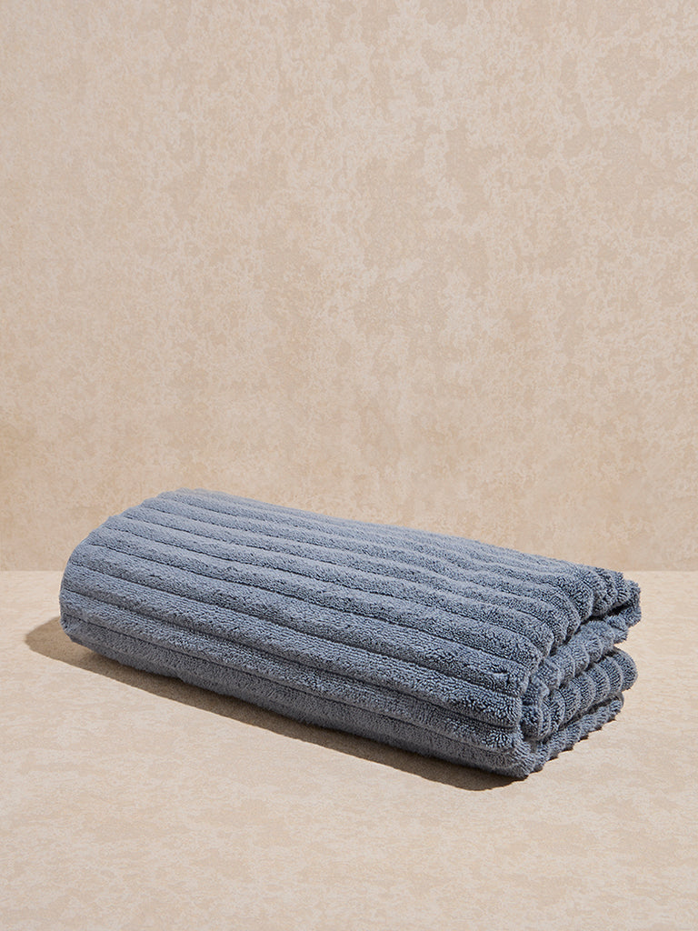 Westside Home Dark Blue Self-Striped Bath Towel