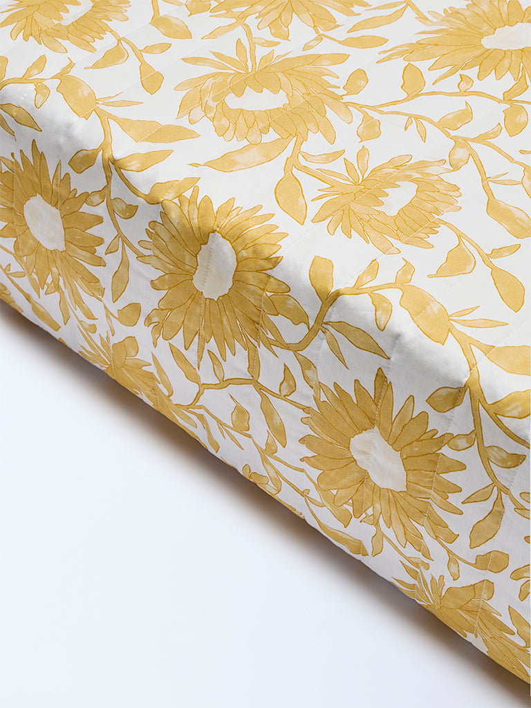 Westside Home Yellow Sunflower Reversible Quilted Single Bed Comforter