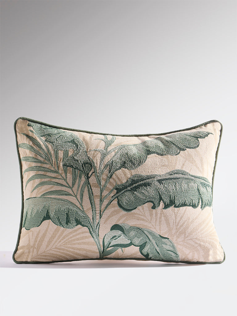 Westside Home Sage Leaf Embroidered Cushion Cover