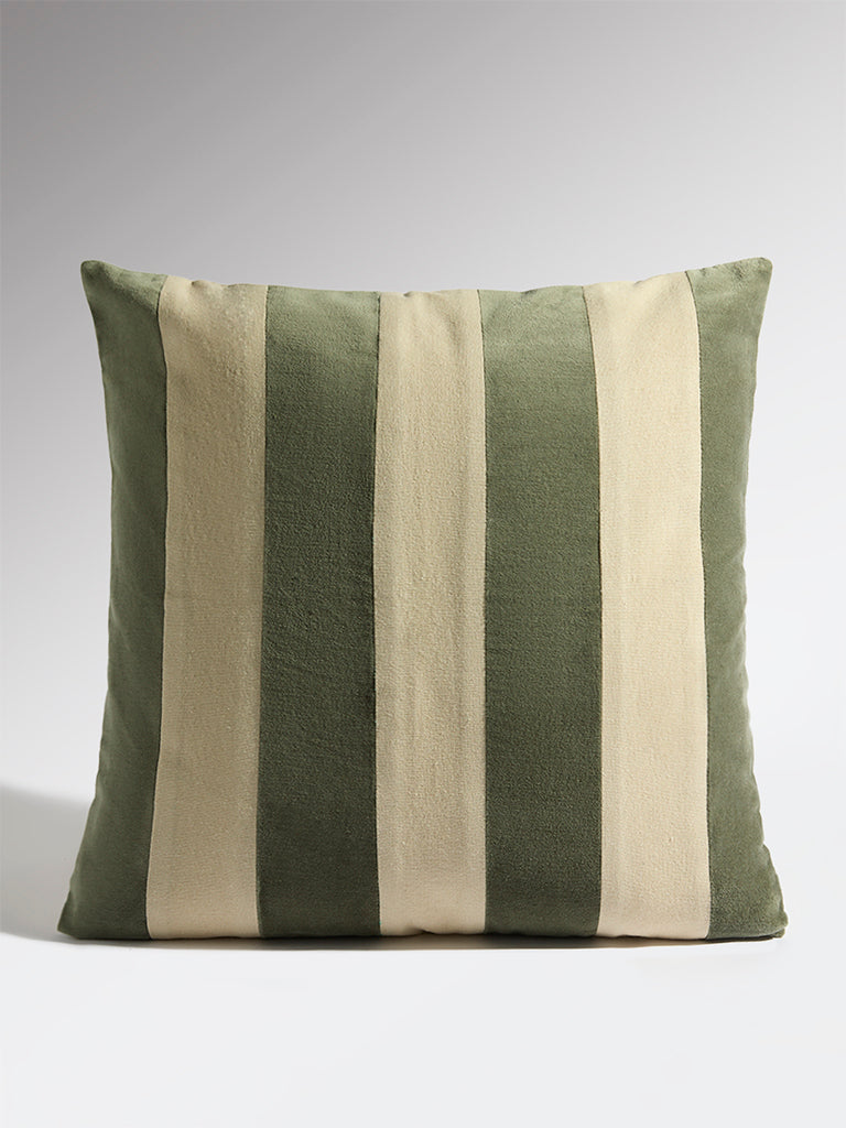 Westside Home Olive Stripe Printed Cushion Cover