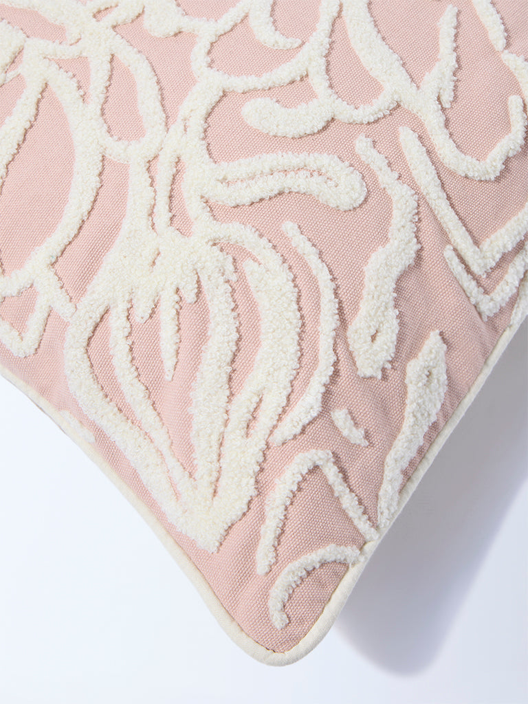 Westside Home Pink Floral Embroidered Cushion Cover