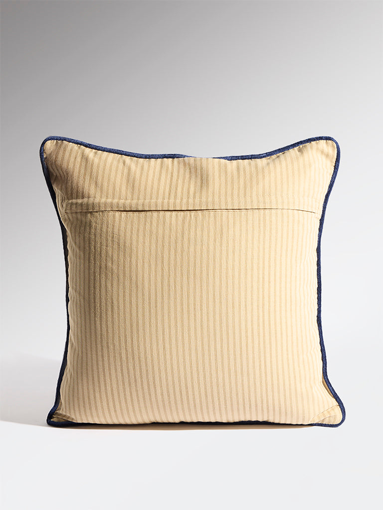 Westside Home Dark Blue Floral Embroidered Cushion Cover
