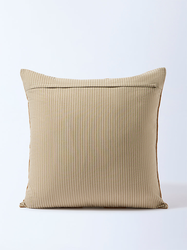 Westside Home Brown Stripe Printed Cushion Cover