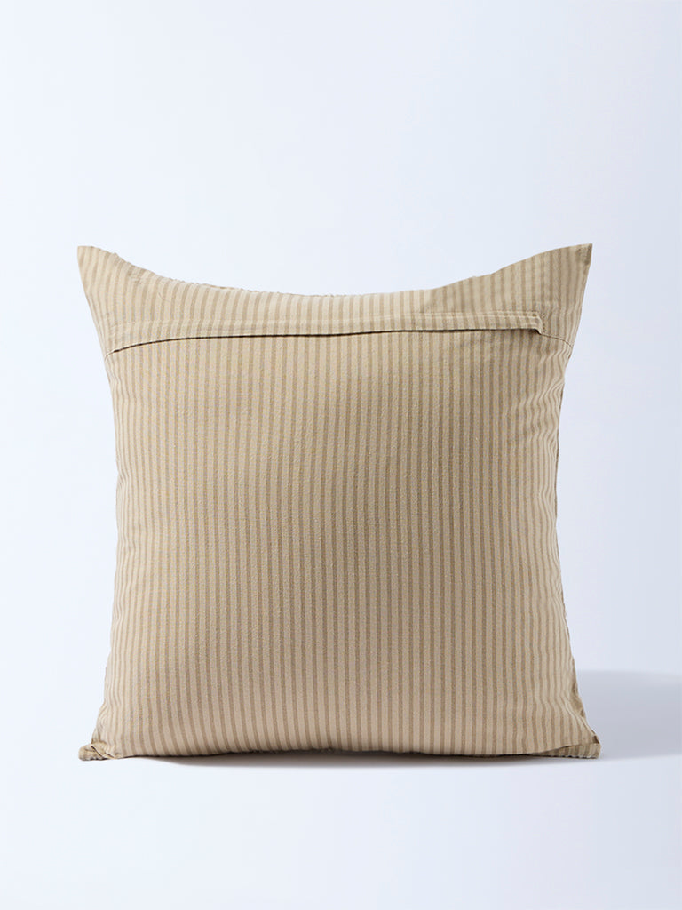 Westside Home Beige Floral Embroidered Cushion Cover