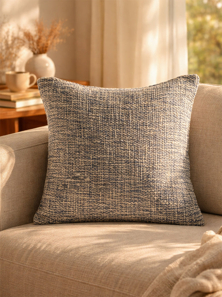 Westside Home Dusty Blue Woven-Textured Cushion Cover