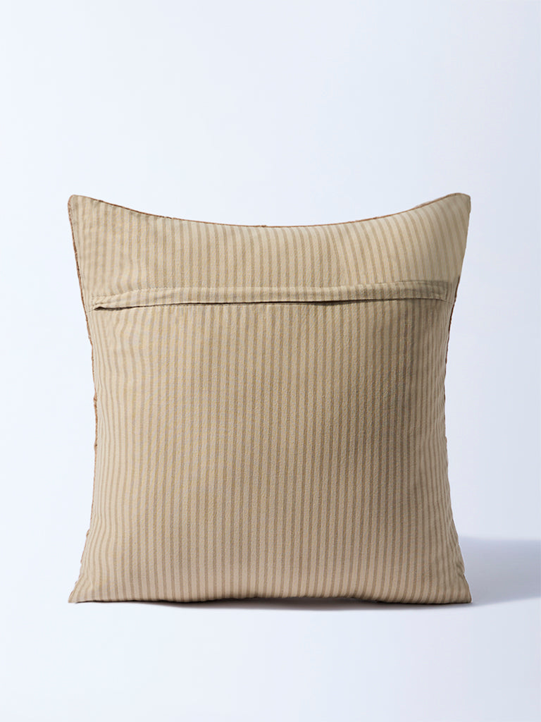 Westside Home Brown Pintuck Floral Design Cushion Cover