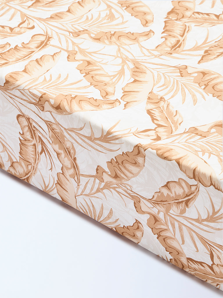 Westside Home Brown Leaf Printed King Bed Sheet Set