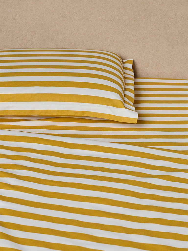 Westside Home Yellow Striped Queen Bed Sheet Set