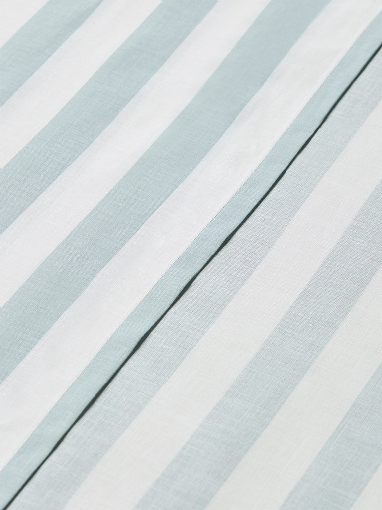 Westside Home Dusty Blue Striped Queen Bed Sheet Set