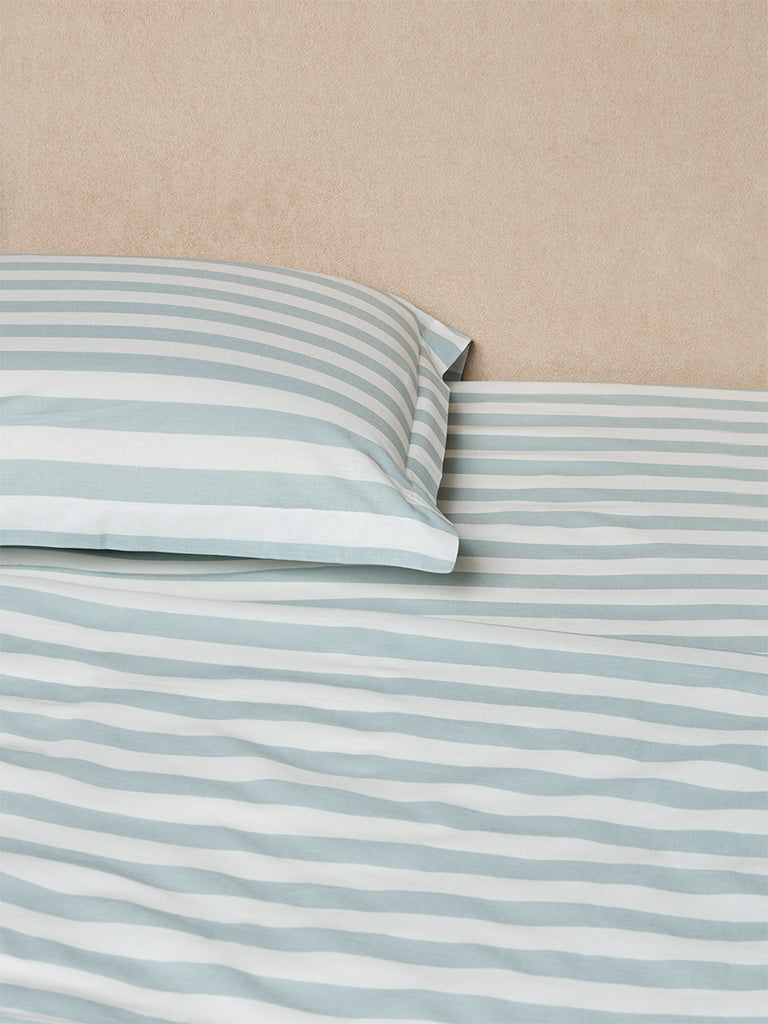 Westside Home Dusty Blue Striped King Bed Sheet Set