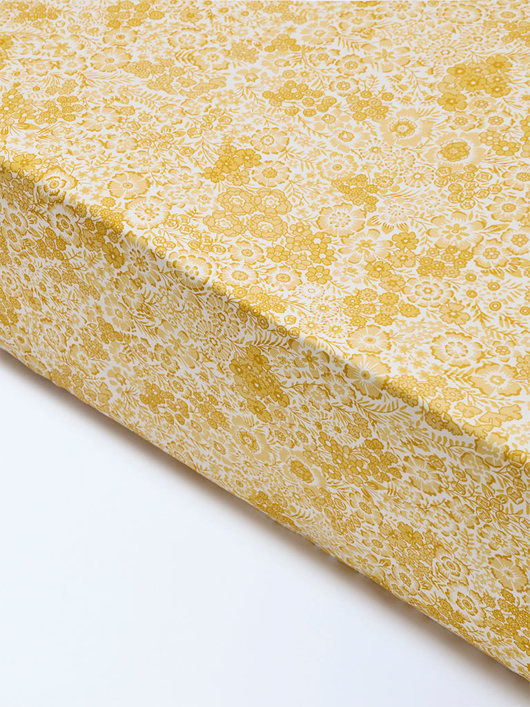 Westside Home Yellow Floral Pattern Queen Bed Sheet Set