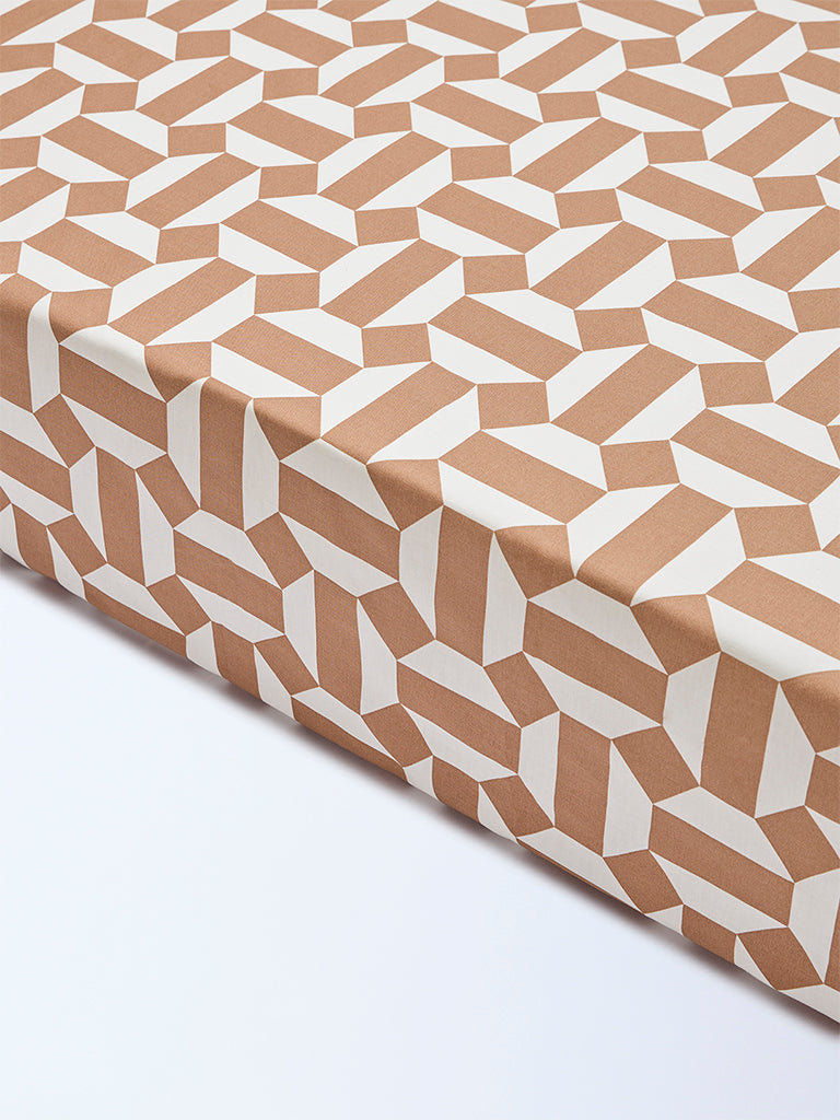 Westside Home Brown Geometric Design King Bed Sheet Set