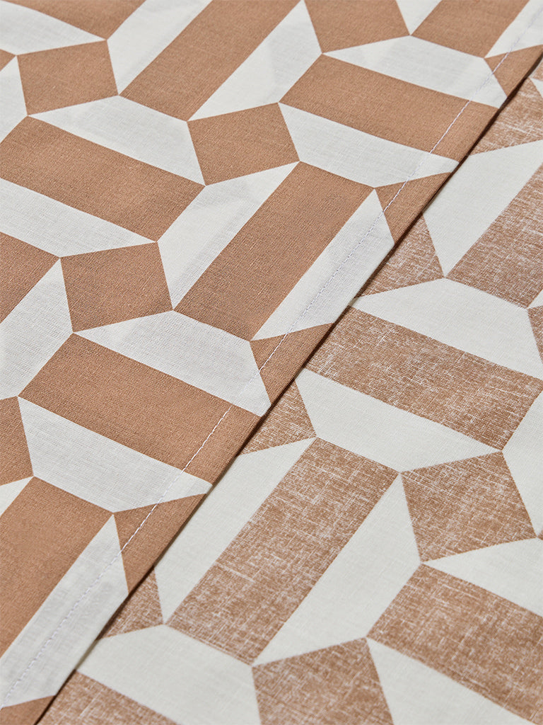 Westside Home Brown Geometric Design King Bed Sheet Set