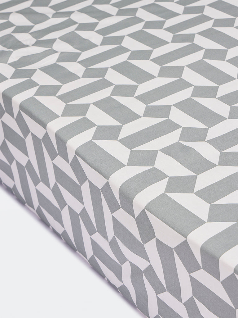 Westside Home Sage Geometric Pattern Queen Bed Sheet Set